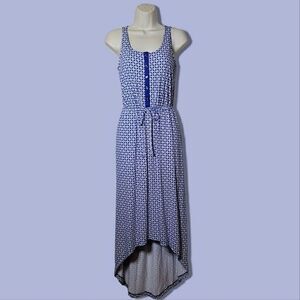 The Gap Sleeveless Patterned High-Low Knit Blue & White Dress